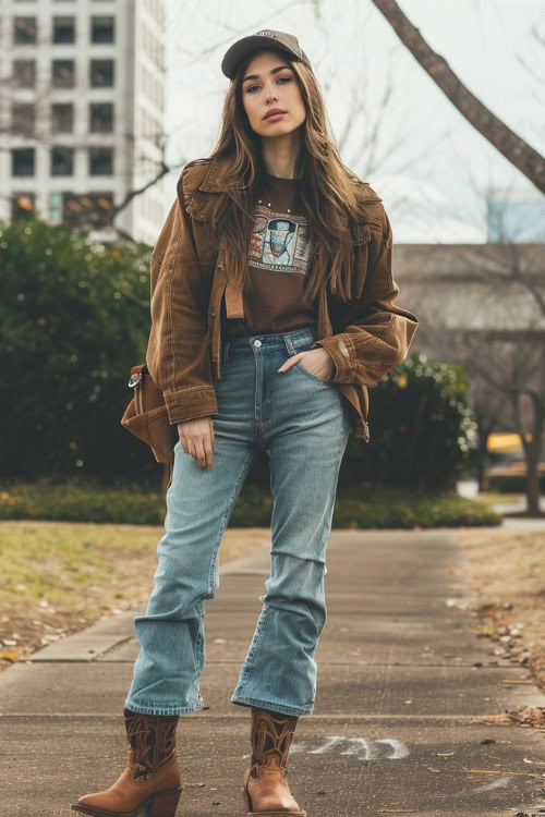 30+ Edgy Crop Jeans and Cowboy Boots Outfits to Make a Bold Statement