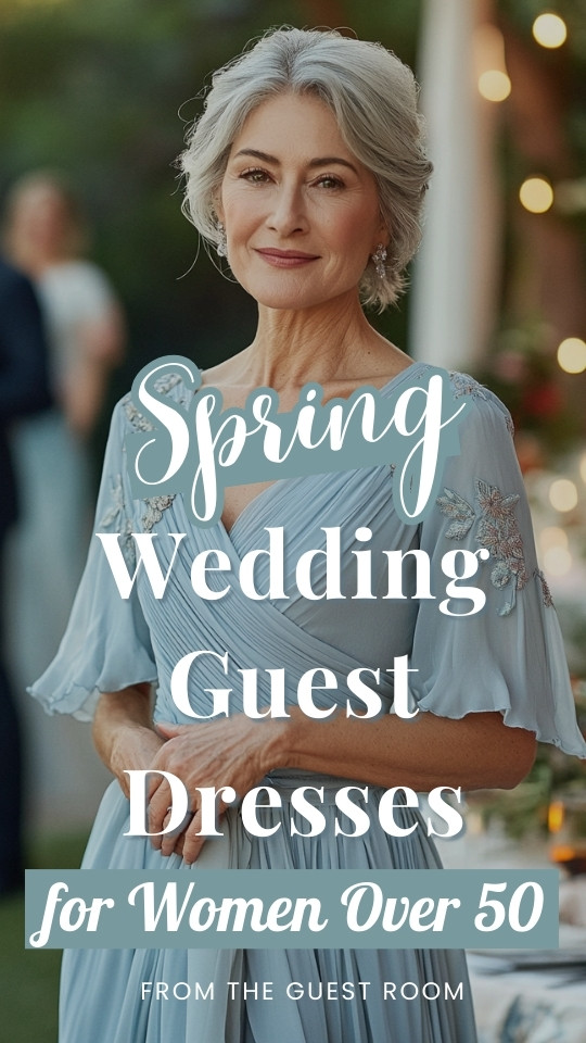 a woman over 50 wears a mint wedding guest dress for spring (1)