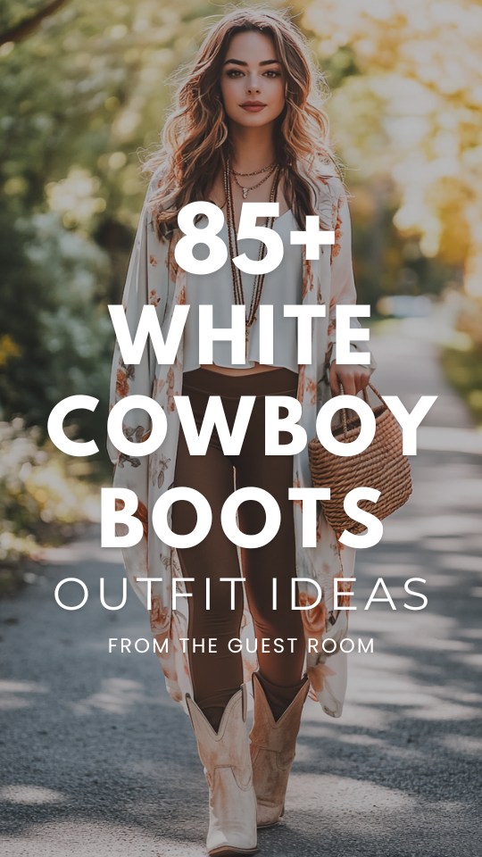 a woman wears white cowboy boots outfit